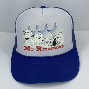 Mt Rushmore Trucker Hat Blue Adjustable Snapback OSFA Mesh Federal Cap Vintage